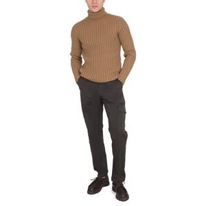 TEN C Men's Ribbed Knit Turtleneck Sweater Men Beige Sweaters & Cardigans